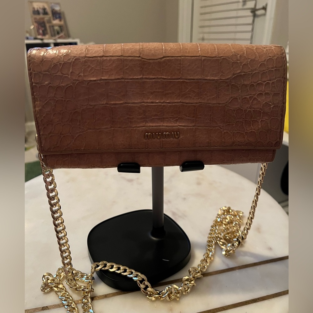 MIU MIU Crocodile Print Leather Crossbody WOC